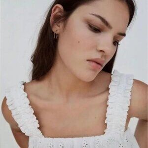 Eyelet White Gathered Top